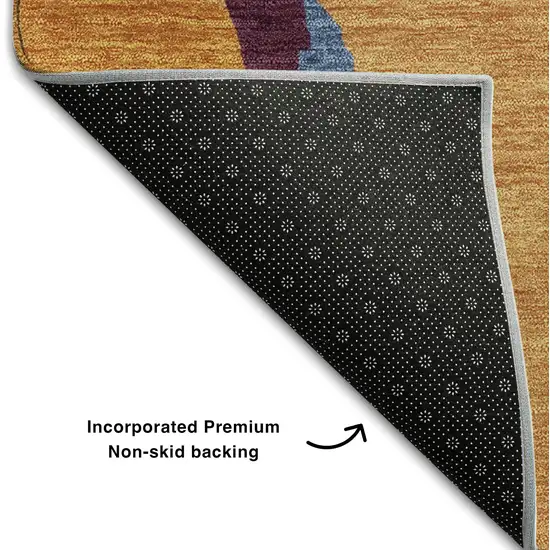 Copper Blue And Orange Abstract Washable Area Rug With UV Protection Photo 5