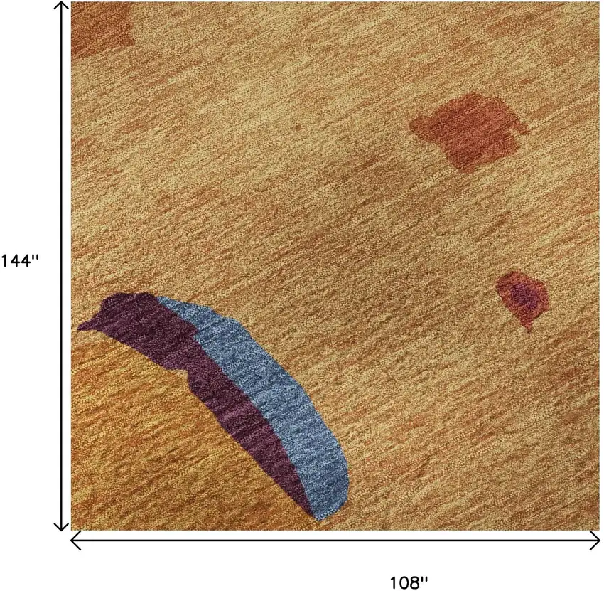 Copper Blue And Orange Abstract Washable Area Rug With UV Protection Photo 8