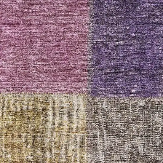 Copper Blue And Purple Patchwork Washable Area Rug With UV Protection Photo 3