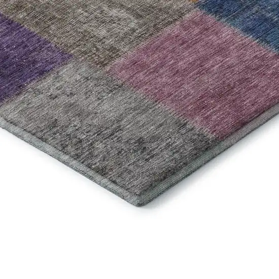 Copper Blue And Purple Patchwork Washable Area Rug With UV Protection Photo 7
