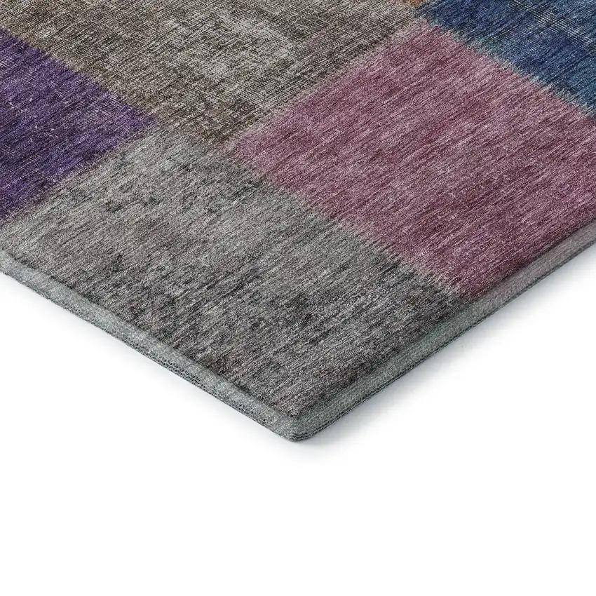 Copper Blue And Purple Patchwork Washable Area Rug With UV Protection Photo 7