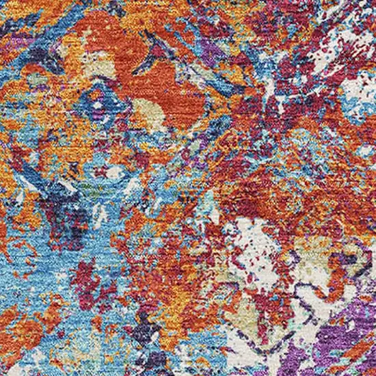 Copper Blue And Red Diamond Washable Area Rug With UV Protection Photo 3