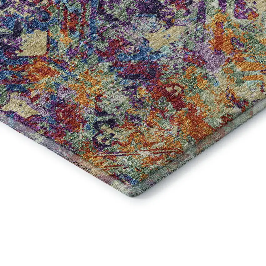 Copper Blue And Red Diamond Washable Area Rug With UV Protection Photo 8