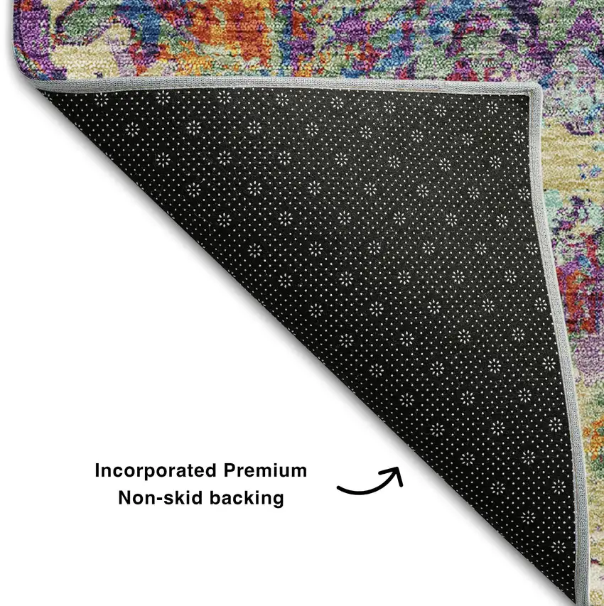 Copper Blue And Red Diamond Washable Area Rug With UV Protection Photo 7