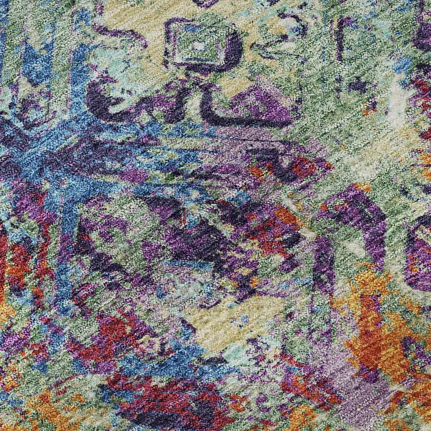 Copper Blue And Red Diamond Washable Area Rug With UV Protection Photo 9