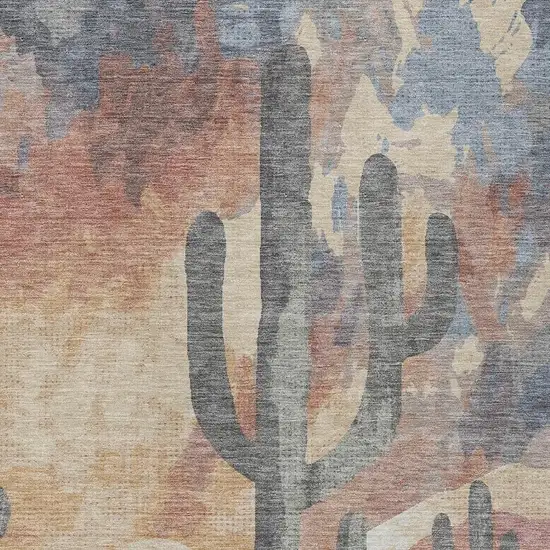 Copper Blue And Wheat Botanical Leaves Washable Indoor Outdoor Area Rug Photo 7