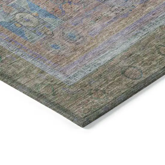 Copper Blush And Teal Blue Oriental Washable Indoor Outdoor Area Rug Photo 3