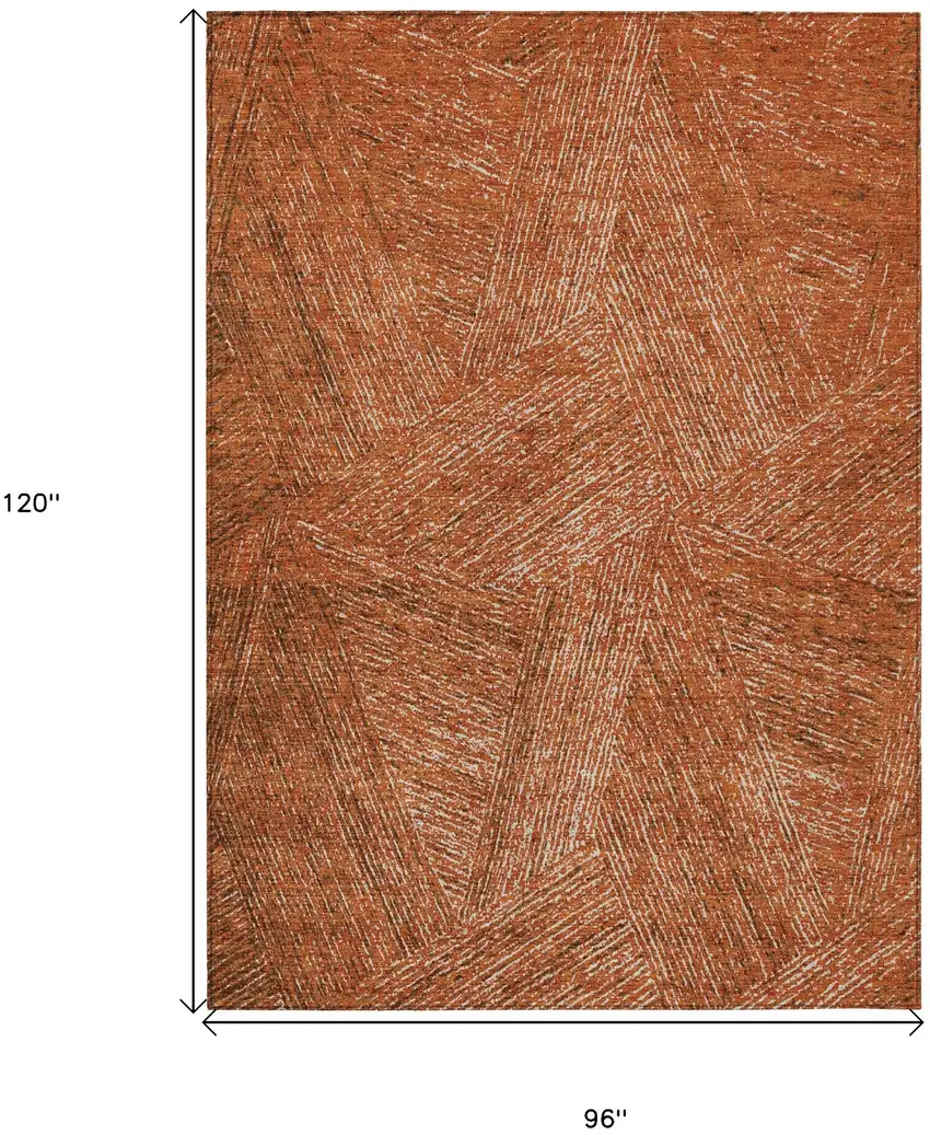 Copper Brown And Beige Abstract Washable Indoor Outdoor Area Rug Photo 3