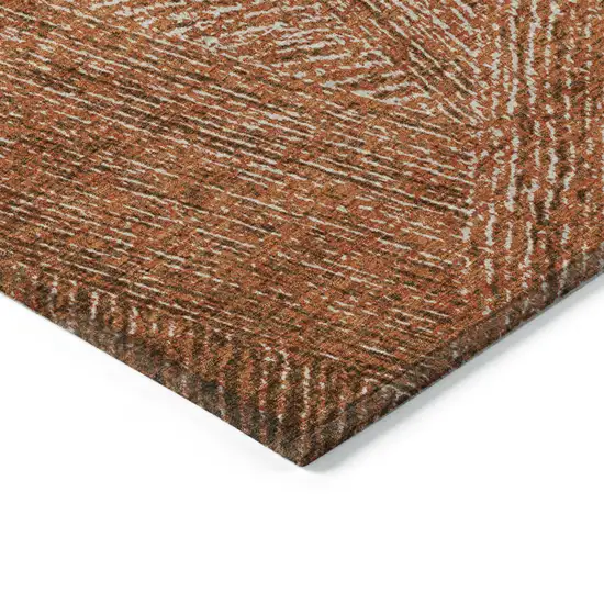 Copper Brown And Beige Abstract Washable Indoor Outdoor Area Rug Photo 4