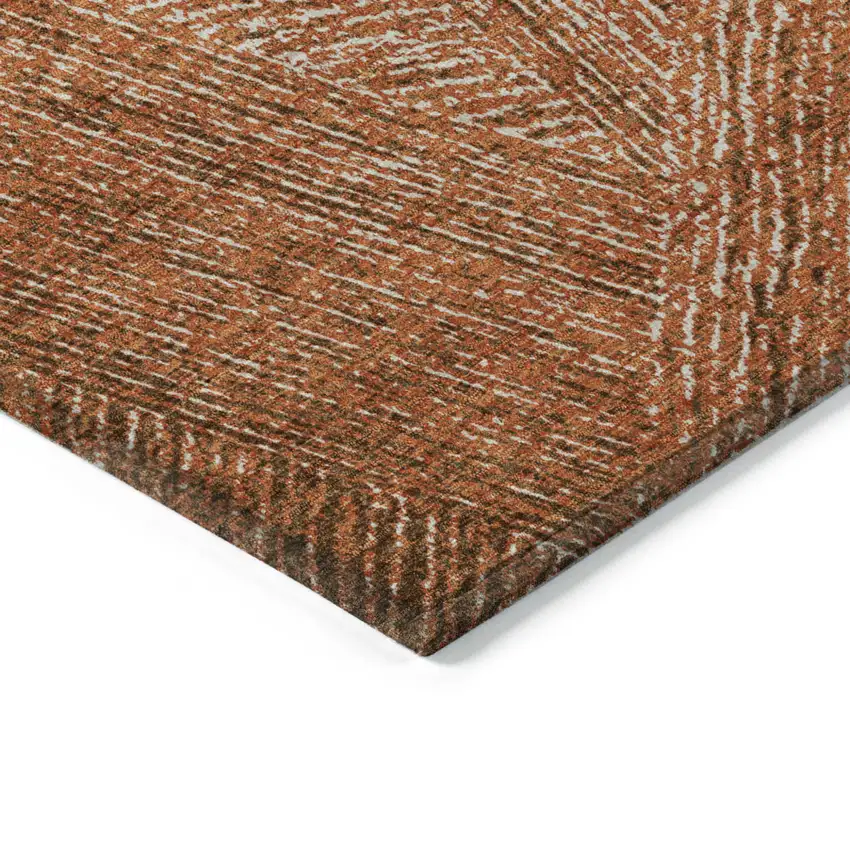 Copper Brown And Beige Abstract Washable Indoor Outdoor Area Rug Photo 4
