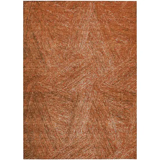 Copper Brown And Beige Abstract Washable Indoor Outdoor Area Rug Photo 2