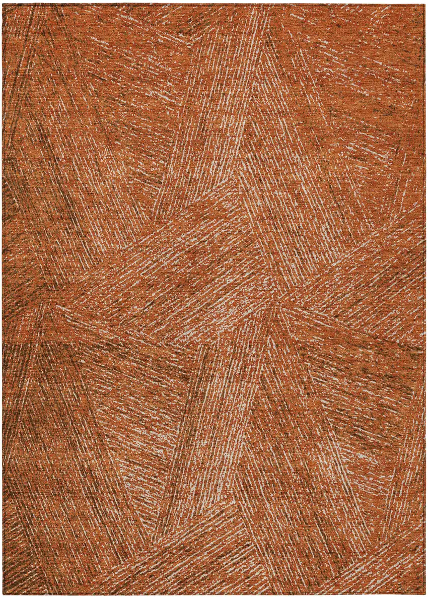 Copper Brown And Beige Abstract Washable Indoor Outdoor Area Rug Photo 2