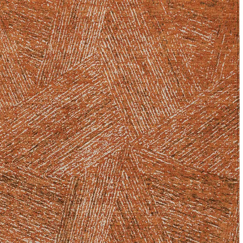 Copper Brown And Beige Abstract Washable Indoor Outdoor Area Rug Photo 5