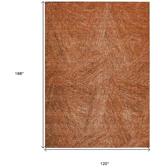 Copper Brown And Beige Abstract Washable Indoor Outdoor Area Rug Photo 3