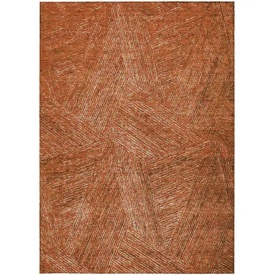 Copper Brown And Beige Abstract Washable Indoor Outdoor Area Rug Photo 6