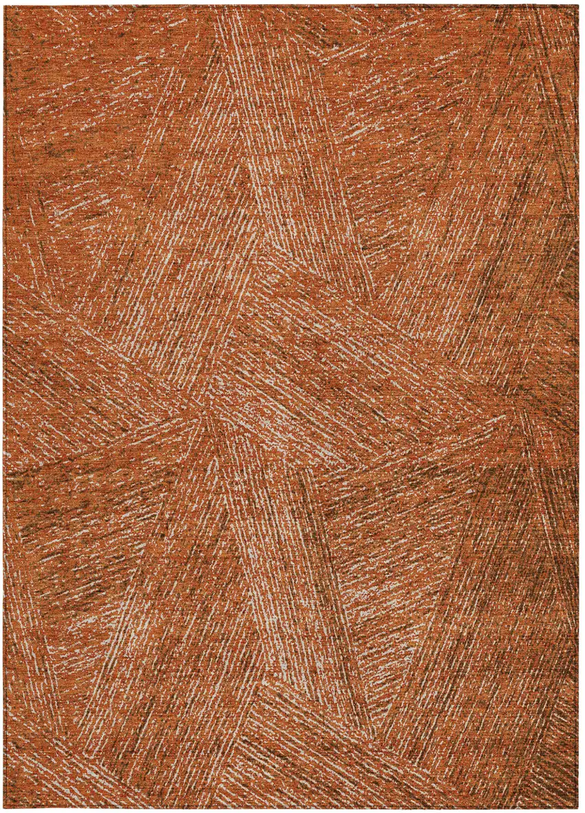 Copper Brown And Beige Abstract Washable Indoor Outdoor Area Rug Photo 6