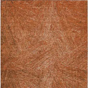 Photo of Copper Brown And Beige Abstract Washable Indoor Outdoor Area Rug