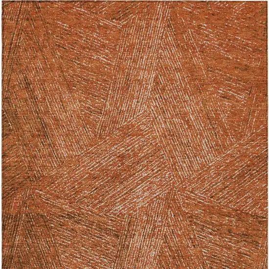 Copper Brown And Beige Abstract Washable Indoor Outdoor Area Rug Photo 5