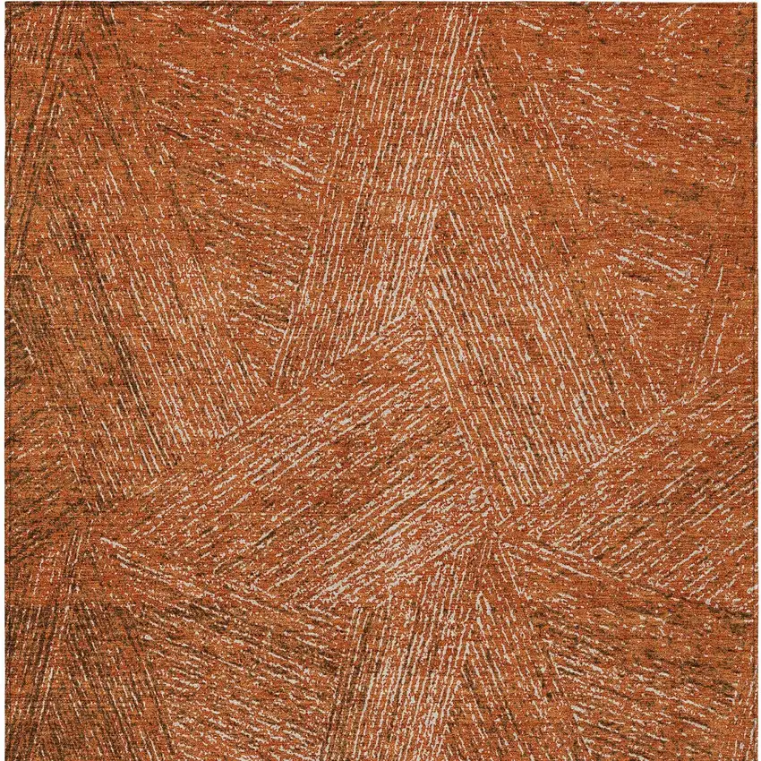 Copper Brown And Beige Abstract Washable Indoor Outdoor Area Rug Photo 5