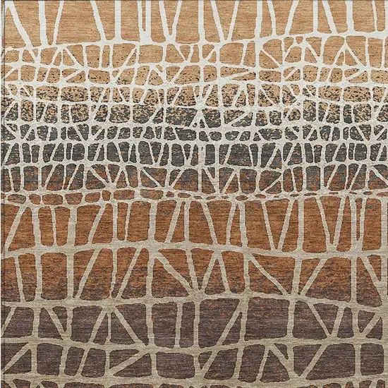 Copper Brown And Beige Geometric Washable Indoor Outdoor Area Rug Photo 2
