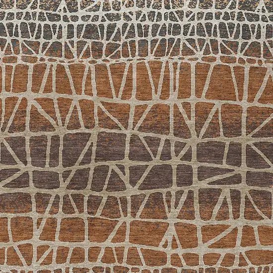 Copper Brown And Beige Geometric Washable Indoor Outdoor Area Rug Photo 2