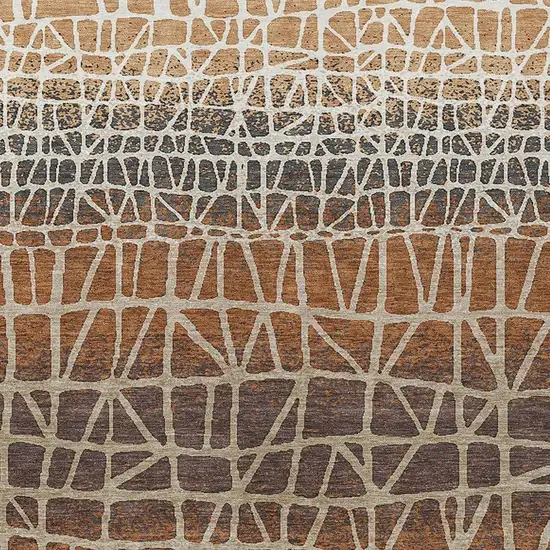 Copper Brown And Beige Geometric Washable Indoor Outdoor Area Rug Photo 2