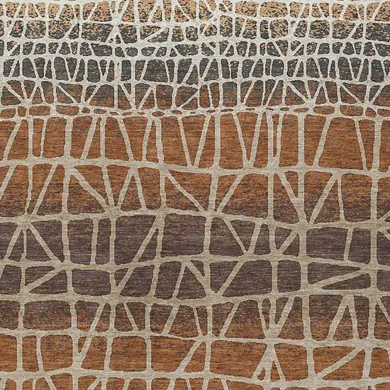 Copper Brown And Beige Geometric Washable Indoor Outdoor Area Rug Photo 2