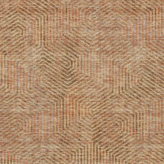 Copper Brown And Beige Geometric Washable Indoor Outdoor Area Rug Photo 7