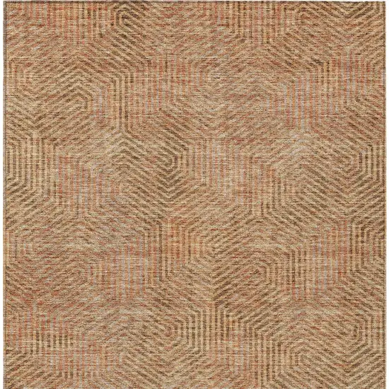 Copper Brown And Beige Geometric Washable Indoor Outdoor Area Rug Photo 5