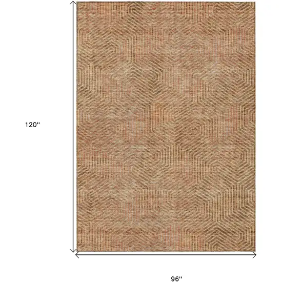 Copper Brown And Beige Geometric Washable Indoor Outdoor Area Rug Photo 3