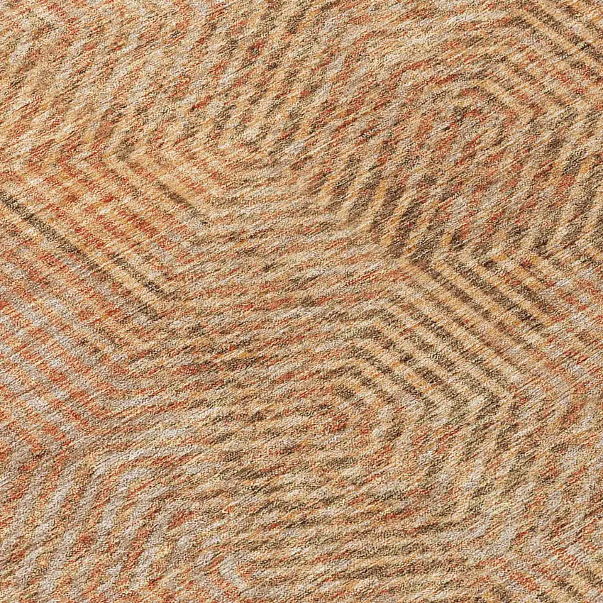 Copper Brown And Beige Geometric Washable Indoor Outdoor Area Rug Photo 8