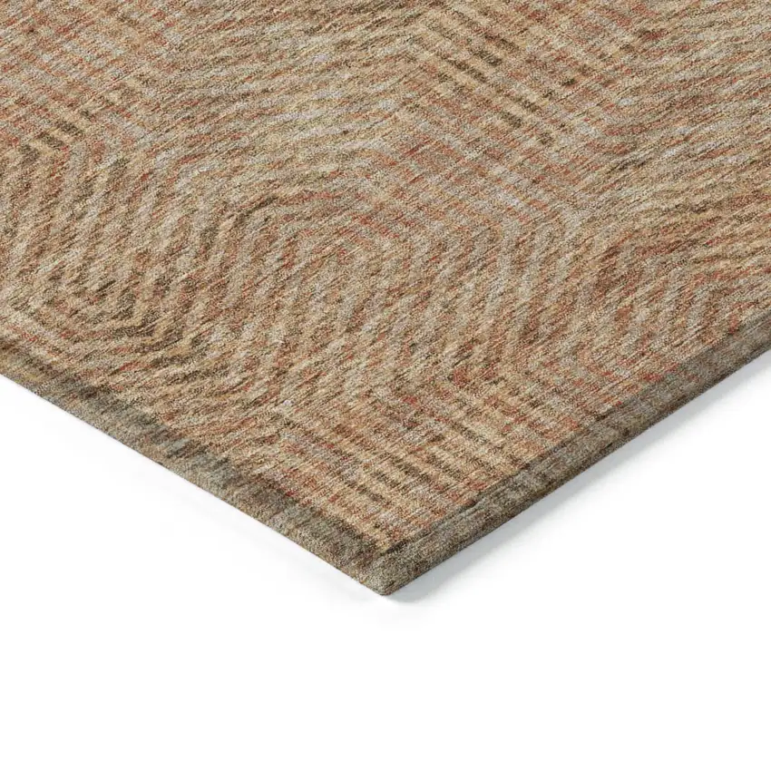 Copper Brown And Beige Geometric Washable Indoor Outdoor Area Rug Photo 7