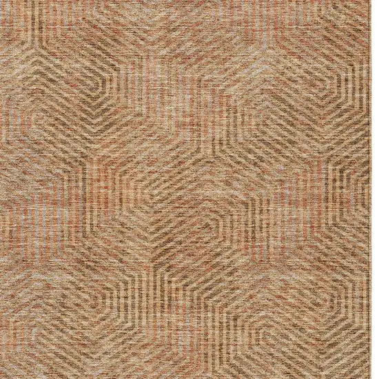 Copper Brown And Beige Geometric Washable Indoor Outdoor Area Rug Photo 7