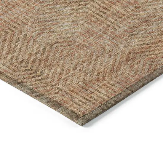 Copper Brown And Beige Geometric Washable Indoor Outdoor Area Rug Photo 5