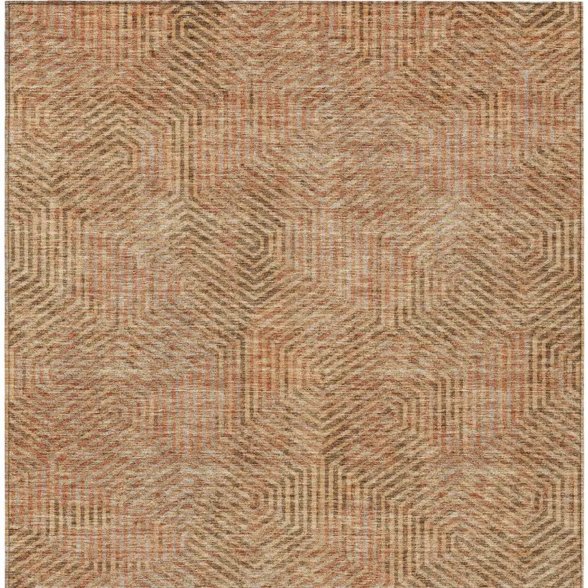Copper Brown And Beige Geometric Washable Indoor Outdoor Area Rug Photo 8