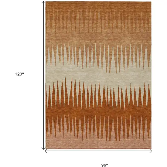 Copper Brown And Beige Striped Washable Indoor Outdoor Area Rug Photo 3