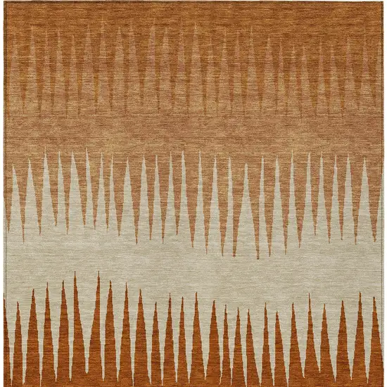 Copper Brown And Beige Striped Washable Indoor Outdoor Area Rug Photo 7
