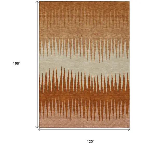 Copper Brown And Beige Striped Washable Indoor Outdoor Area Rug Photo 3