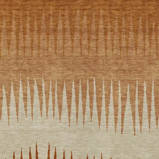 Copper Brown And Beige Striped Washable Indoor Outdoor Area Rug Photo 7