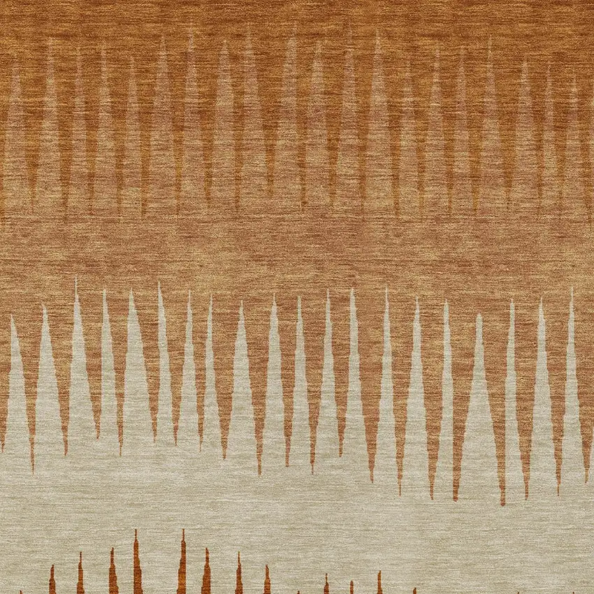 Copper Brown And Beige Striped Washable Indoor Outdoor Area Rug Photo 7