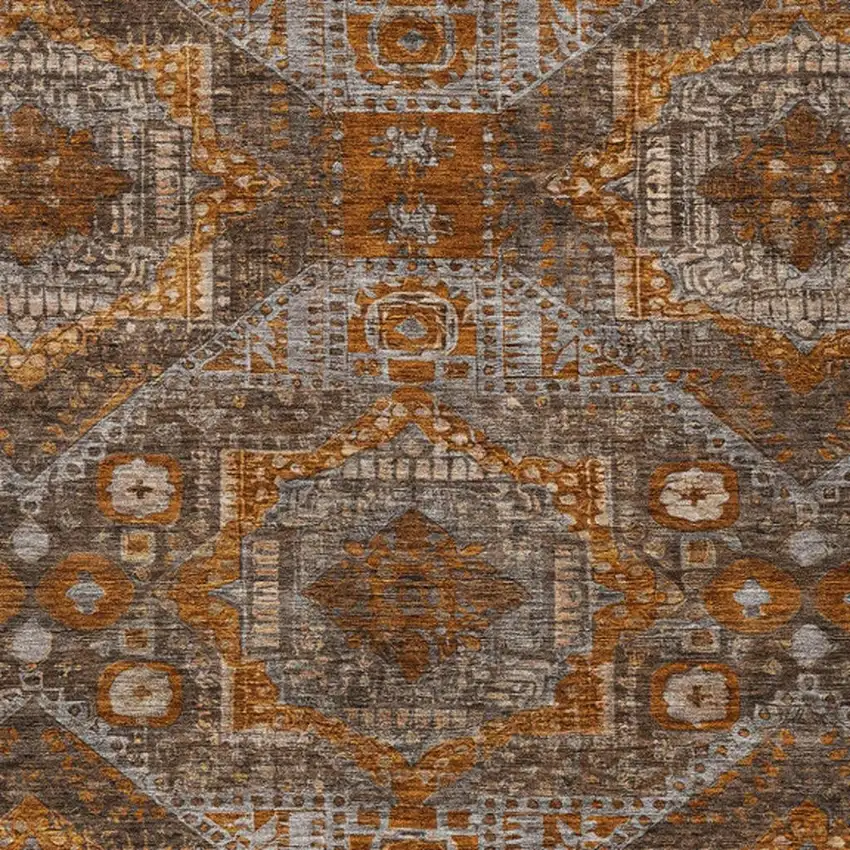 Copper Brown And Gray Moroccan Washable Indoor Outdoor Area Rug Photo 3
