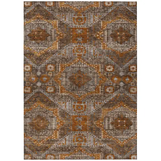 Copper Brown And Gray Moroccan Washable Indoor Outdoor Area Rug Photo 1
