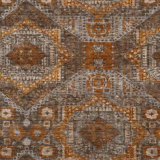 Copper Brown And Gray Moroccan Washable Indoor Outdoor Area Rug Photo 3