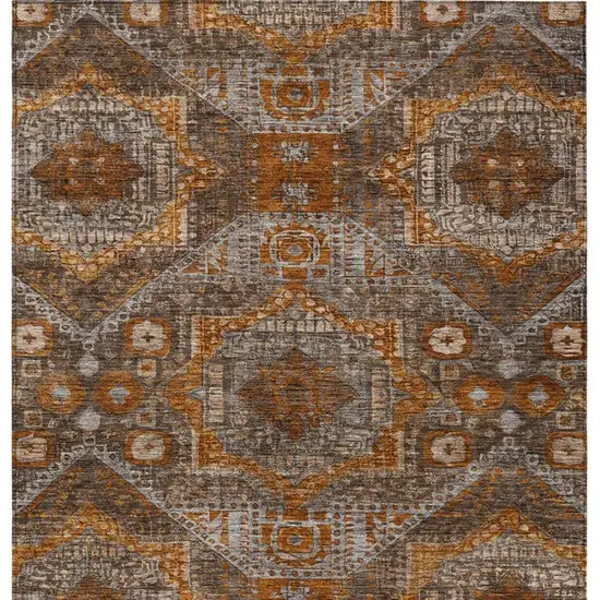 Copper Brown And Gray Moroccan Washable Indoor Outdoor Area Rug Photo 3