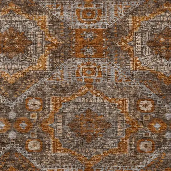 Copper Brown And Gray Moroccan Washable Indoor Outdoor Area Rug Photo 4