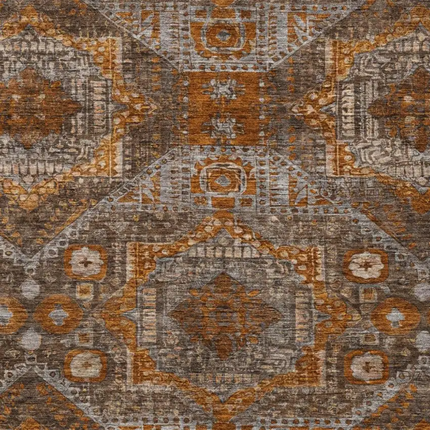 Copper Brown And Gray Moroccan Washable Indoor Outdoor Area Rug Photo 4