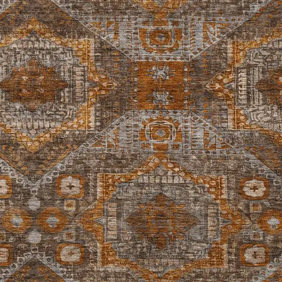 Copper Brown And Gray Moroccan Washable Indoor Outdoor Area Rug Photo 4