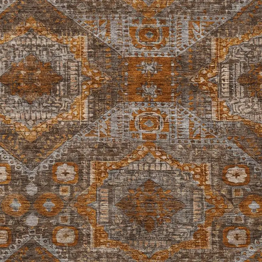 Copper Brown And Gray Moroccan Washable Indoor Outdoor Area Rug Photo 4