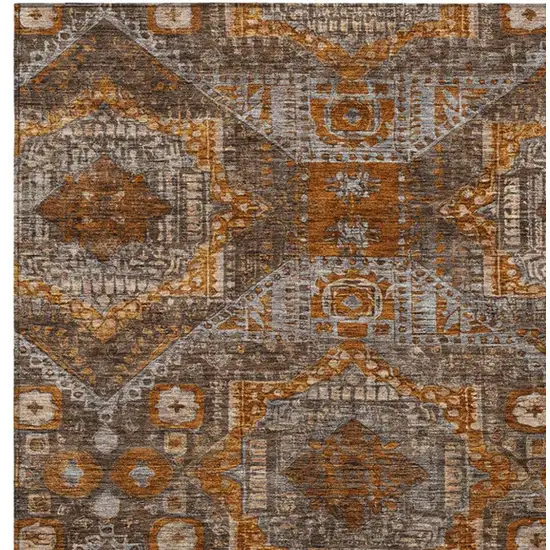 Copper Brown And Gray Moroccan Washable Indoor Outdoor Area Rug Photo 7