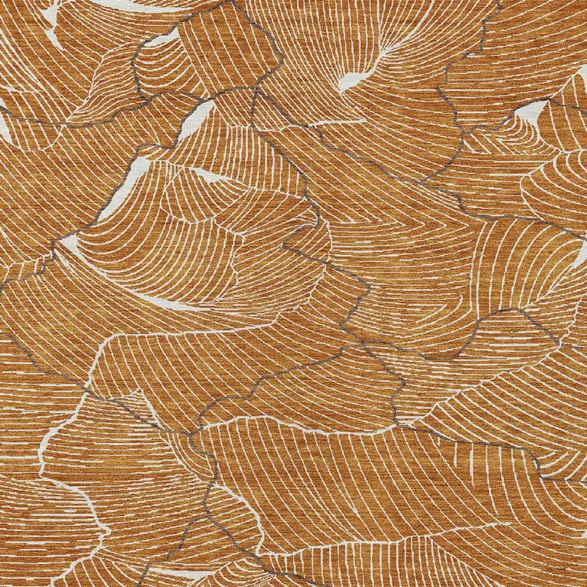 Copper Brown And Ivory Abstract Washable Indoor Outdoor Area Rug Photo 6